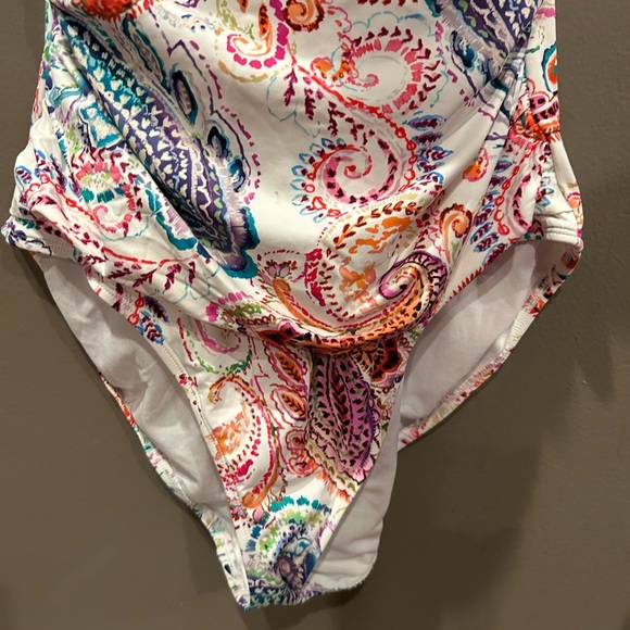 Lauren Ralph Lauren Paisley Underwire Tummy-Control One-Piece Swimsuit Size 12 - Picture 3 of 10